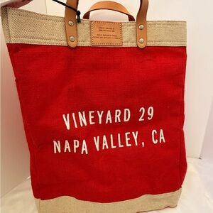 Vineyard 29 Napa Valley Canvas Tote - Red & Natural